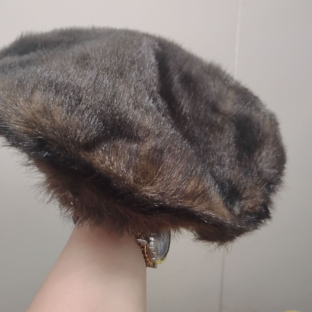 Fabulous Furs Luxe Faux Fur Beret - Dark Brown